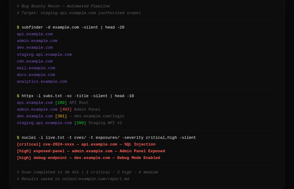 Bug Bounty Recon terminal output